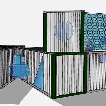 178集装箱 ，集装箱样板房 集装箱风格办公室，集装箱游乐场，儿童游乐园su草图模型下载