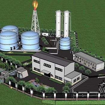 182工厂厂房 厂房设备  化工厂储蓄罐 化工厂设备 化工产业园su草图模型下载