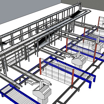 203旋转机械设备，自动化生产线流水线，自动化货物运转机器su草图模型下载