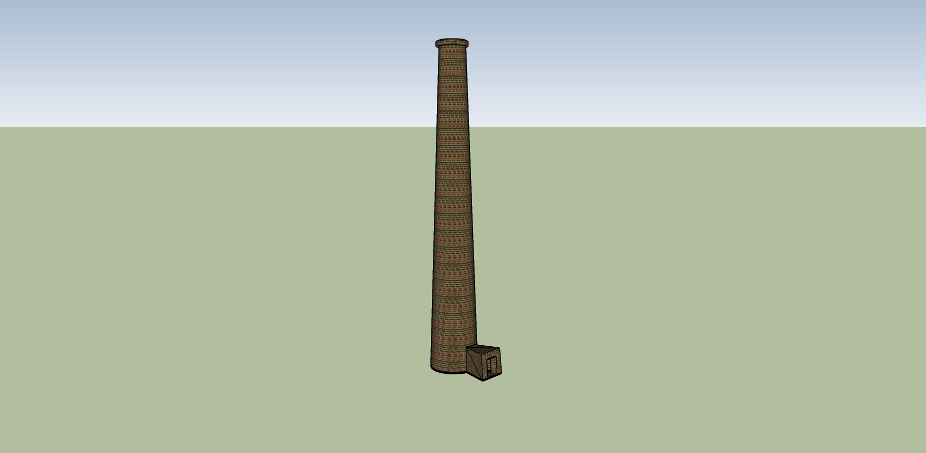 207老工业厂房烟囱，红砖厂烟囱su草图模型下载