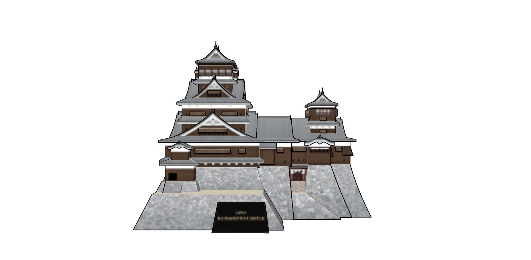 103日式古建城楼  日本古典风格寺庙 塔 古建筑  中式塔楼su草图模型下载