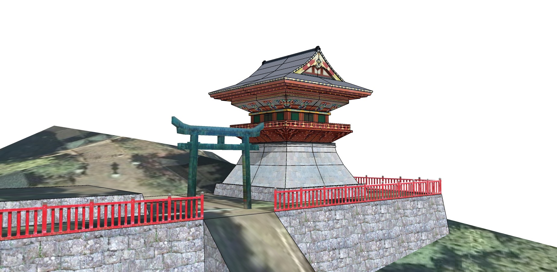 104日式古建城楼  日本古典风格寺庙 塔 日式古建筑  牌坊牌楼su草图模型下载