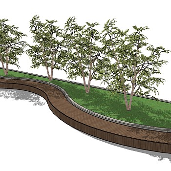 25现代花池 树池 树池坐凳 园林造景 广场绿地景观 中式休憩景观  景观带su草图模型下载