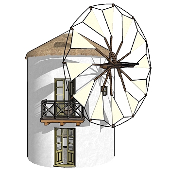 02欧式风车 花海风车 风车房 现代花海景观滨水景观 滨水度假民宿酒店 生态度假村su草图模型下载