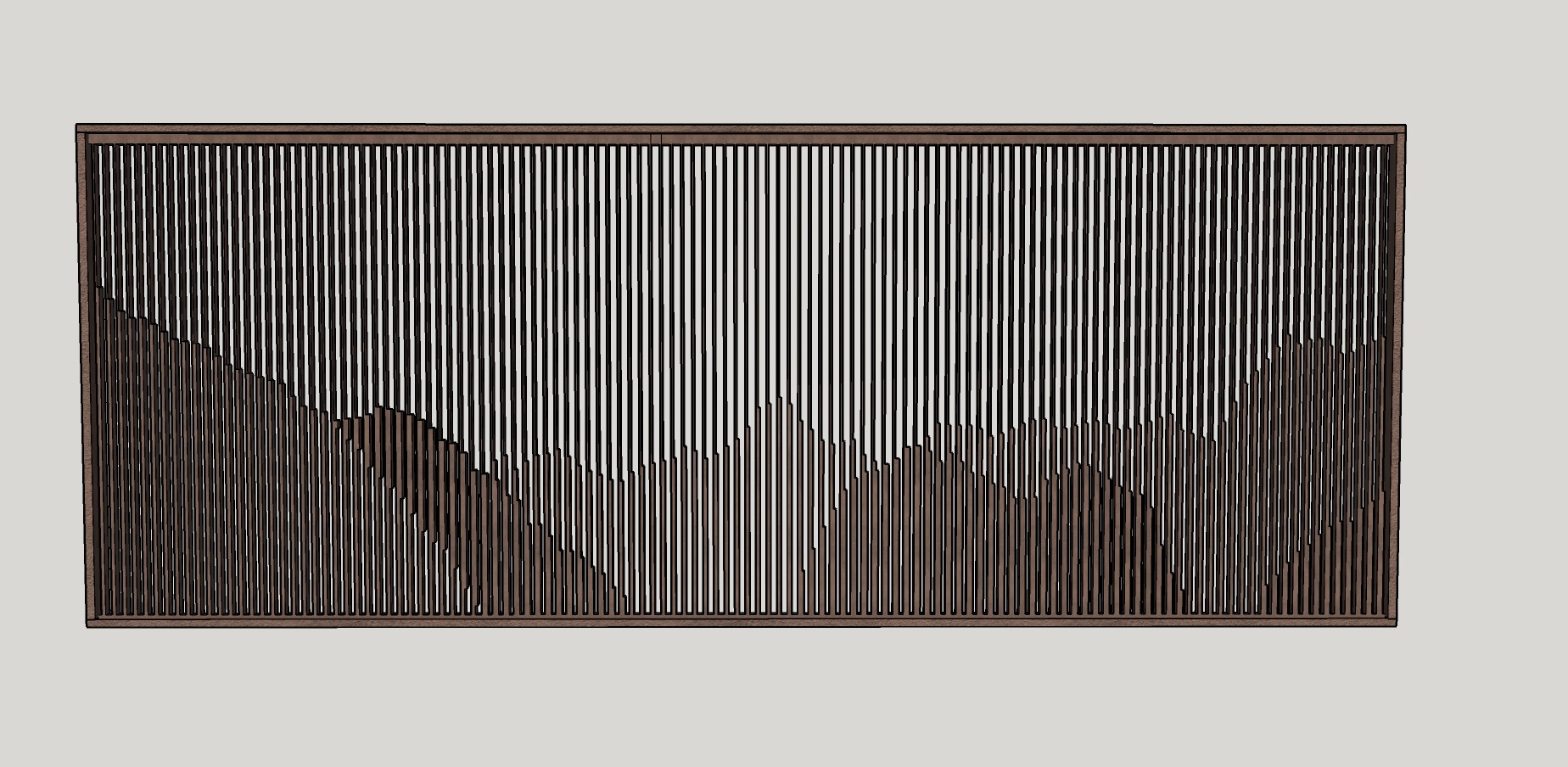 27日式山纹格栅 新中式风格景墙围墙 中式屏风隔断 木制山水造型隔断su草图模型下载