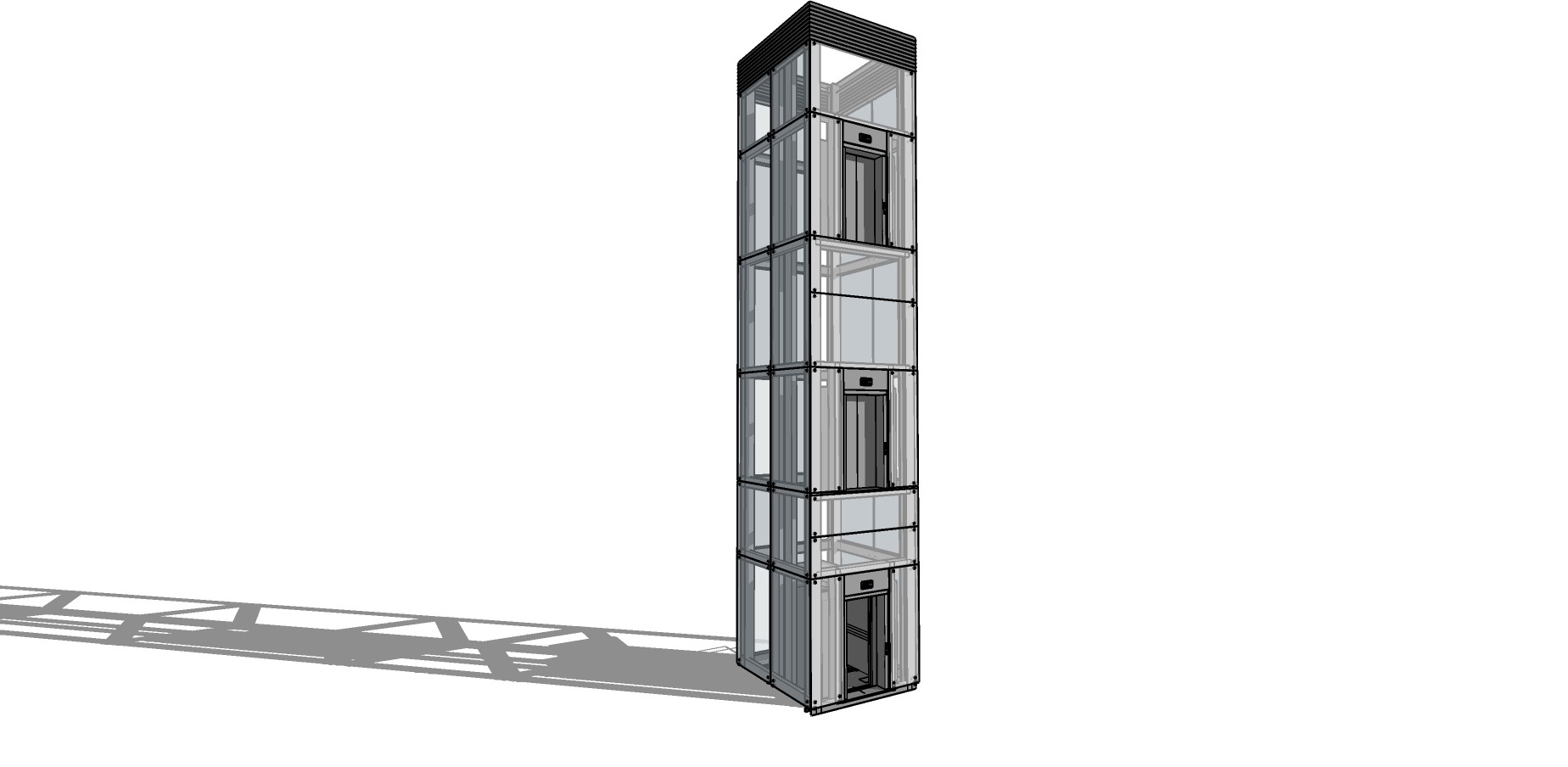 43现代商场观光电梯 户外电梯 玻璃电梯su草图模型下载
