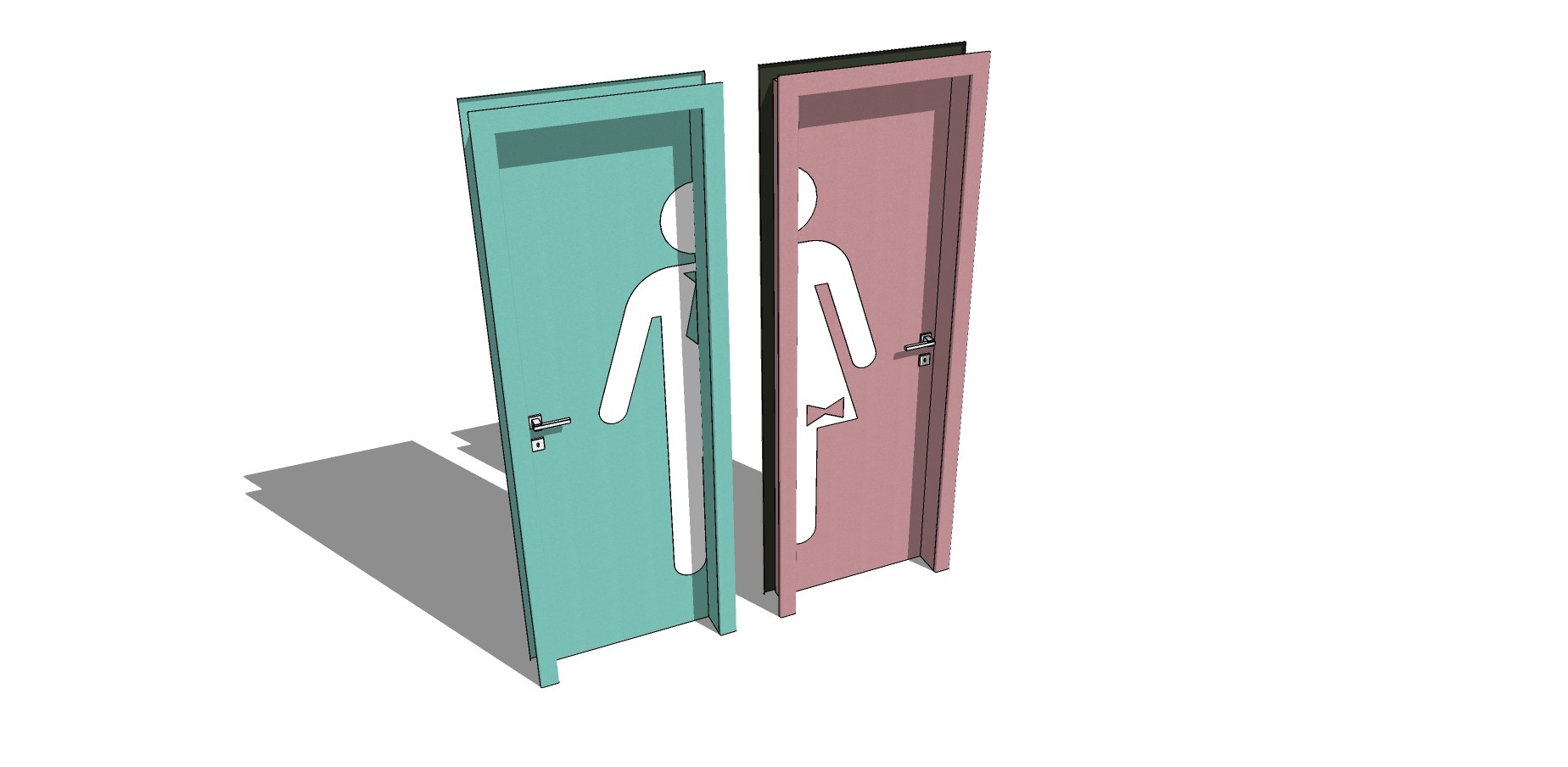 129 公共卫生间 公共厕所门  现代卫生间标识办公指示牌 男女卫生间标识su草图模型下载