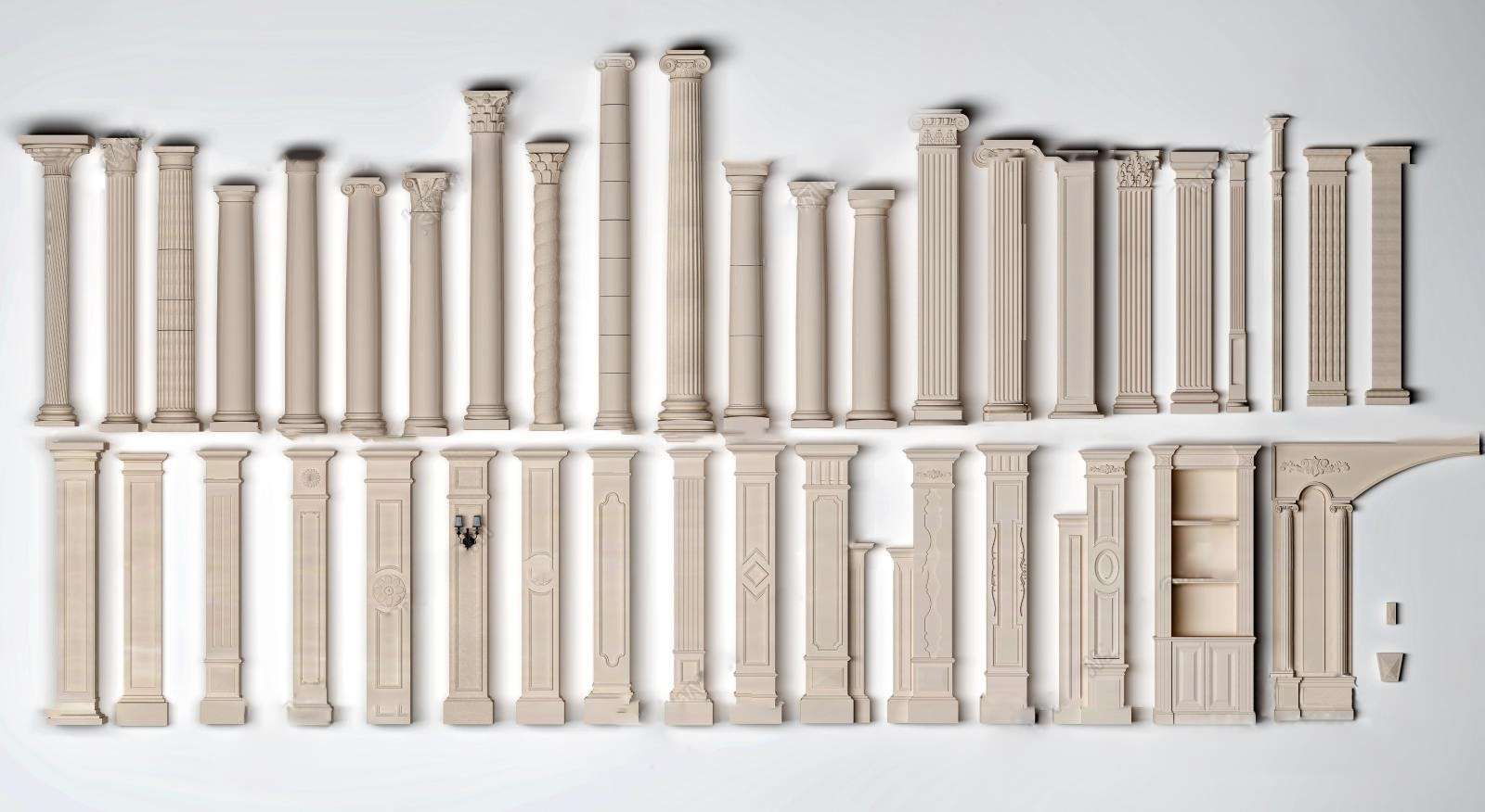 148欧式风格罗马柱  雕花柱头 欧式柱子  欧式构件 石膏柱子 石膏罗马柱su草图模型下载