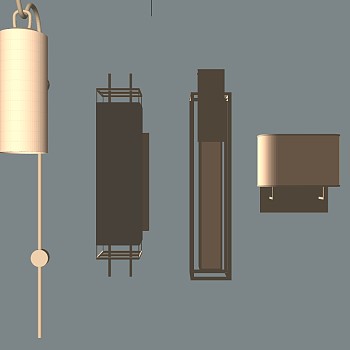 新中式壁灯轻奢壁灯金属壁灯  su草图模型下载