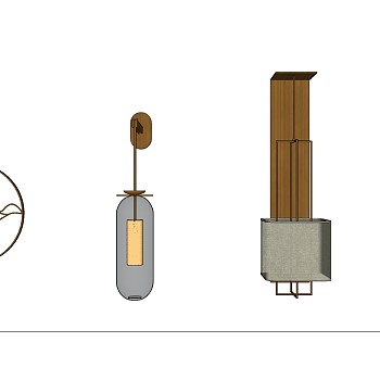 金属壁灯组合 新中式壁灯  su草图模型下载