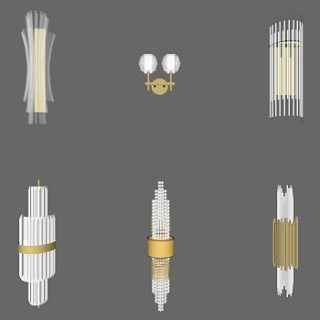 新中式水晶壁灯 灯具组合 su草图模型下载