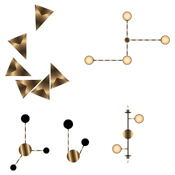 金属小吊灯 三角形壁灯 su草图模型下载