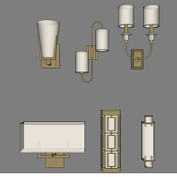 法式新中式金属壁灯组合  su草图模型下载
