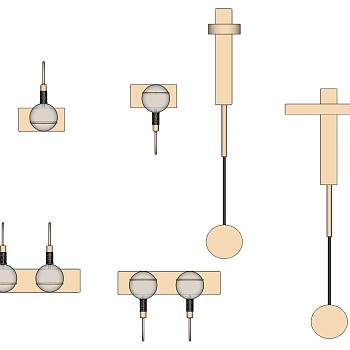 简约金属壁灯装饰灯组合su草图模型下载
