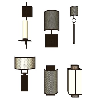 新中式壁灯  su草图模型下载