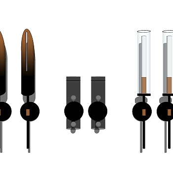 北欧现代新中式简约壁灯  su草图模型下载