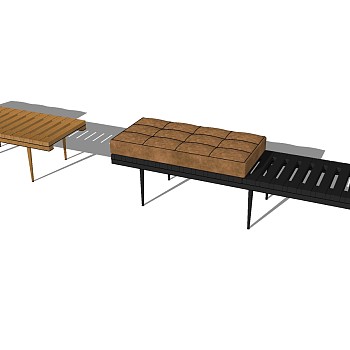16现代沙发凳 床榻  脚踏  床尾凳组合 公共座椅su草图模型下载