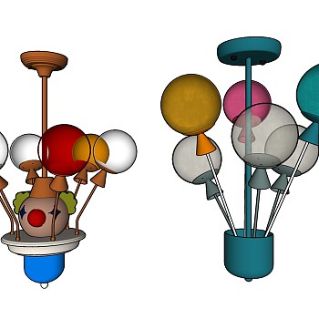 儿童吊灯 金属吊灯小丑形状  su草图模型下载