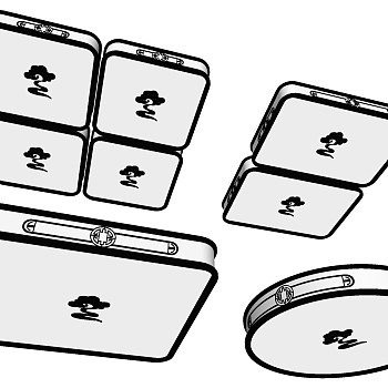 方形吸顶灯 装饰吸顶灯 组合su草图模型下载
