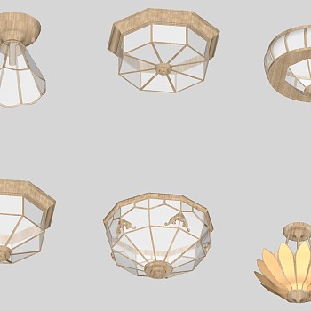 欧式吸顶灯 创意金属吸顶灯 su草图模型下载