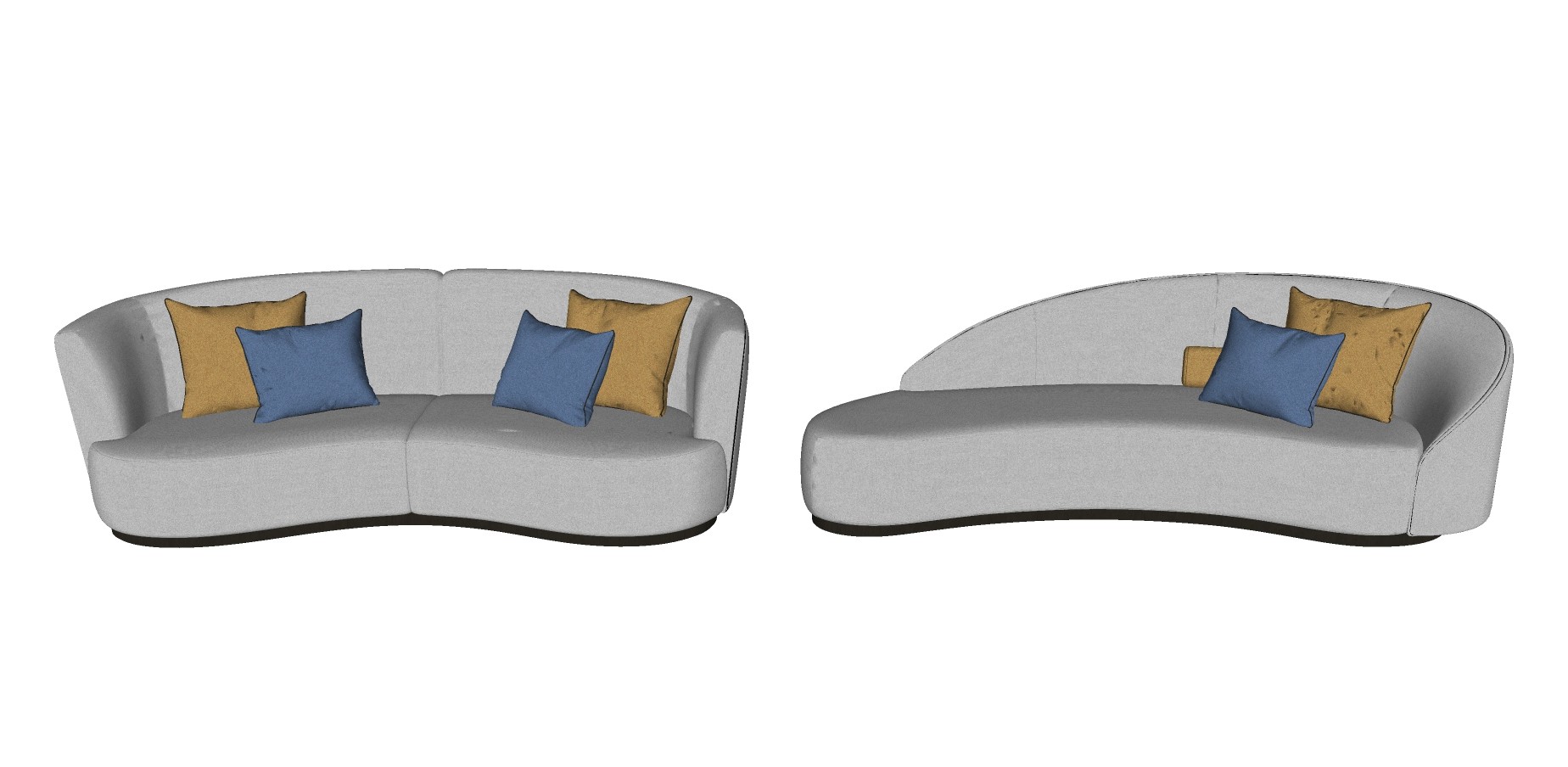 74现代沙发贵妃椅组合 脚踏_床尾凳   懒人沙发  躺椅 单人沙发su草图模型下载