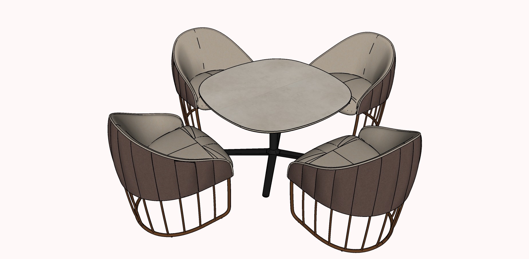13现代风格单人沙发 沙发椅桌子组合  咖啡馆桌椅 户外桌椅su草图模型下载