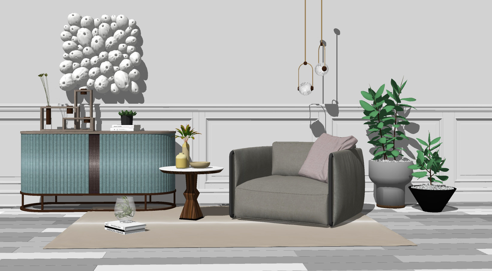 现代风格休闲单人沙发茶几组合 布艺单人沙发