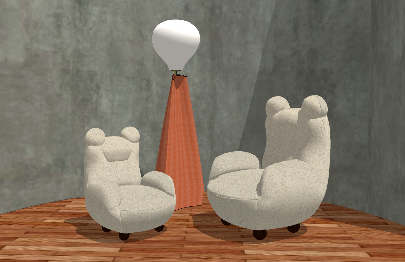 109现代小熊儿童休闲沙发 休闲椅 矮凳 现代风格单人沙发su草图模型下载