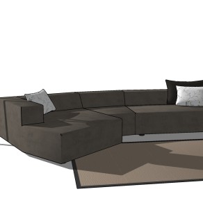 34中式实木雕花沙发座椅组合  罗汉床 床榻 卧榻 中式沙发su草图模型下载