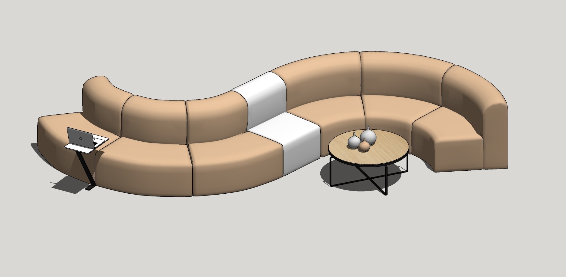 72现代弧形沙发 异形沙发  布艺沙发 皮革沙发 公共沙发座椅 公共休息区沙发su草图模型下载