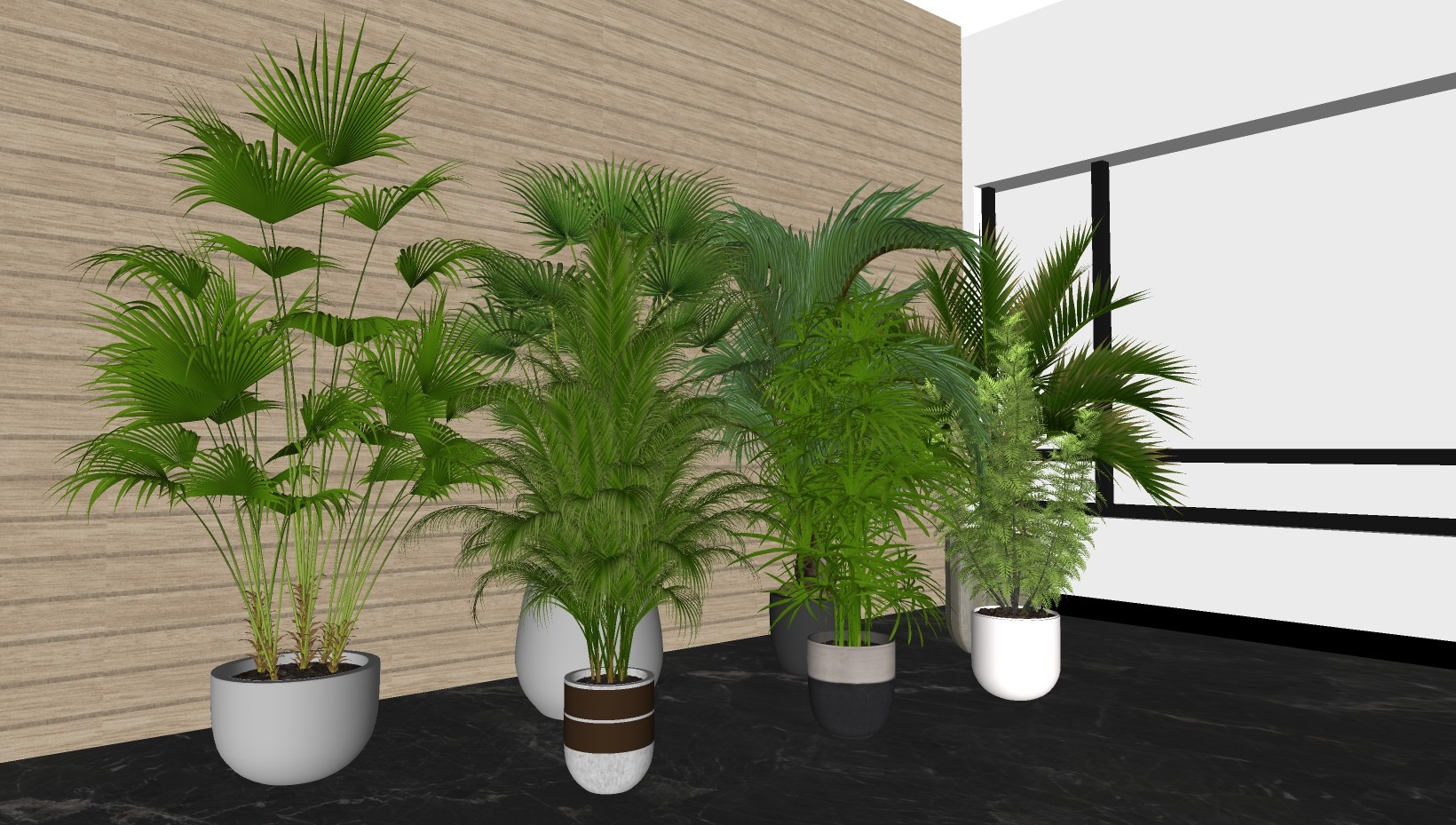 植物盆栽组合 装饰植物su草图模型下载