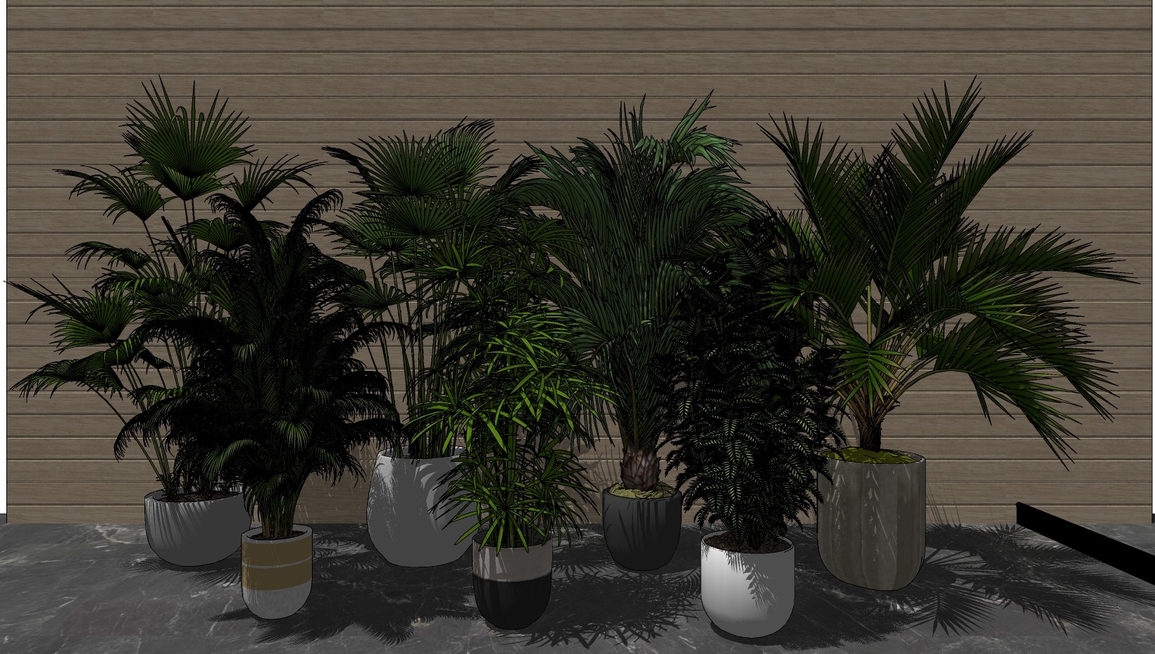 植物盆栽组合 装饰景观盆栽su草图模型下载