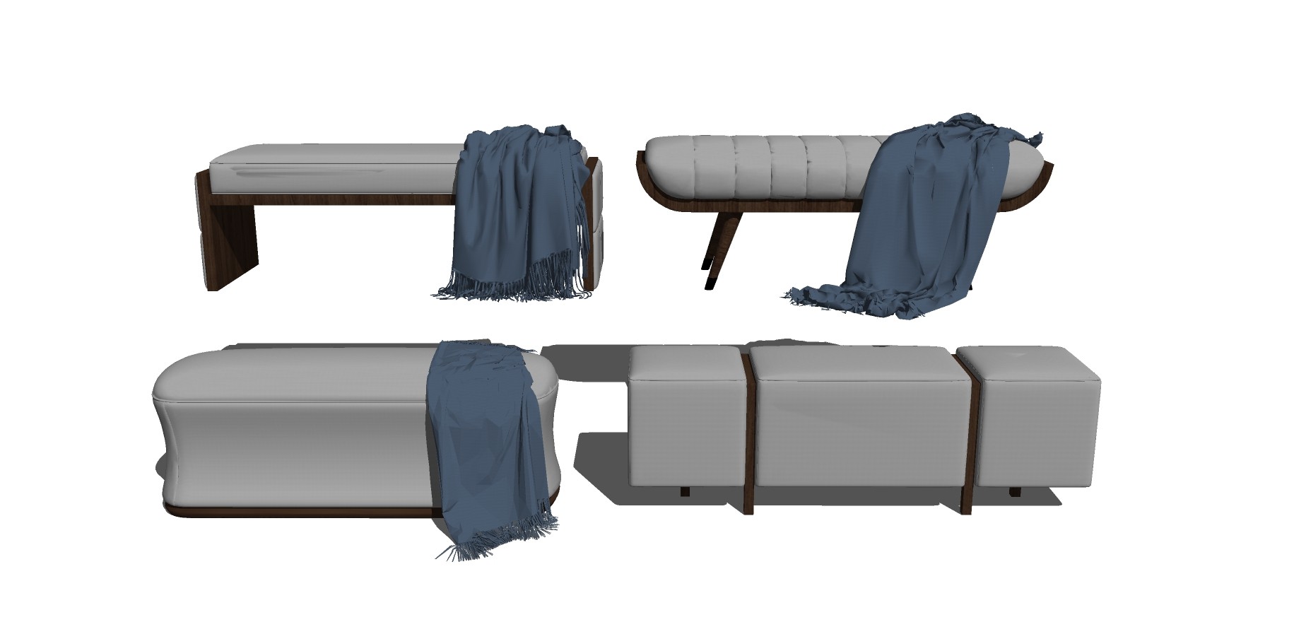 13现代沙发凳 凳矮 脚踏 床尾凳 矮凳 沙发座椅 换鞋凳 皮革沙发凳su草图模型下载