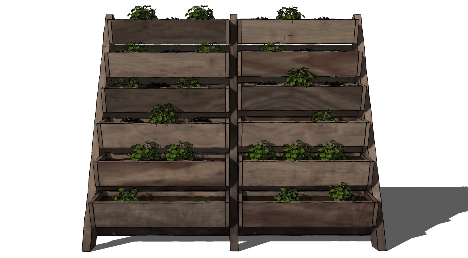 植物盆栽 装饰木质置物架su草图模型下载