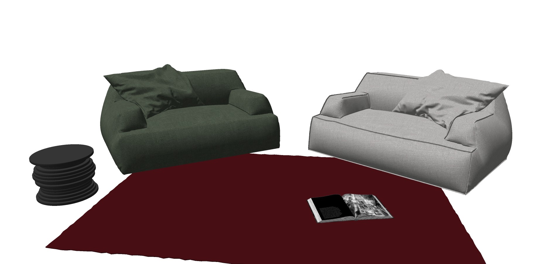 63 现代休闲沙发 懒人沙发 布艺懒人沙发 懒人躺椅 单人休闲沙发  双人沙发 圆凳 矮凳 沙发凳su草图模型下载