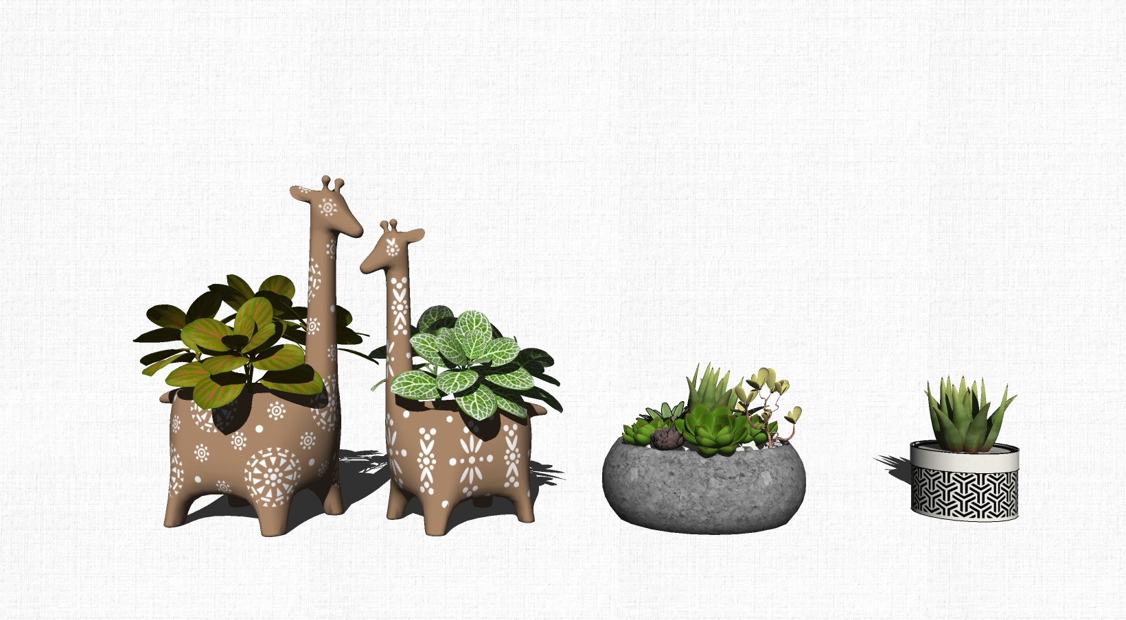 景观植物 装饰植物摆件 梅花鹿盆栽su草图模型下载