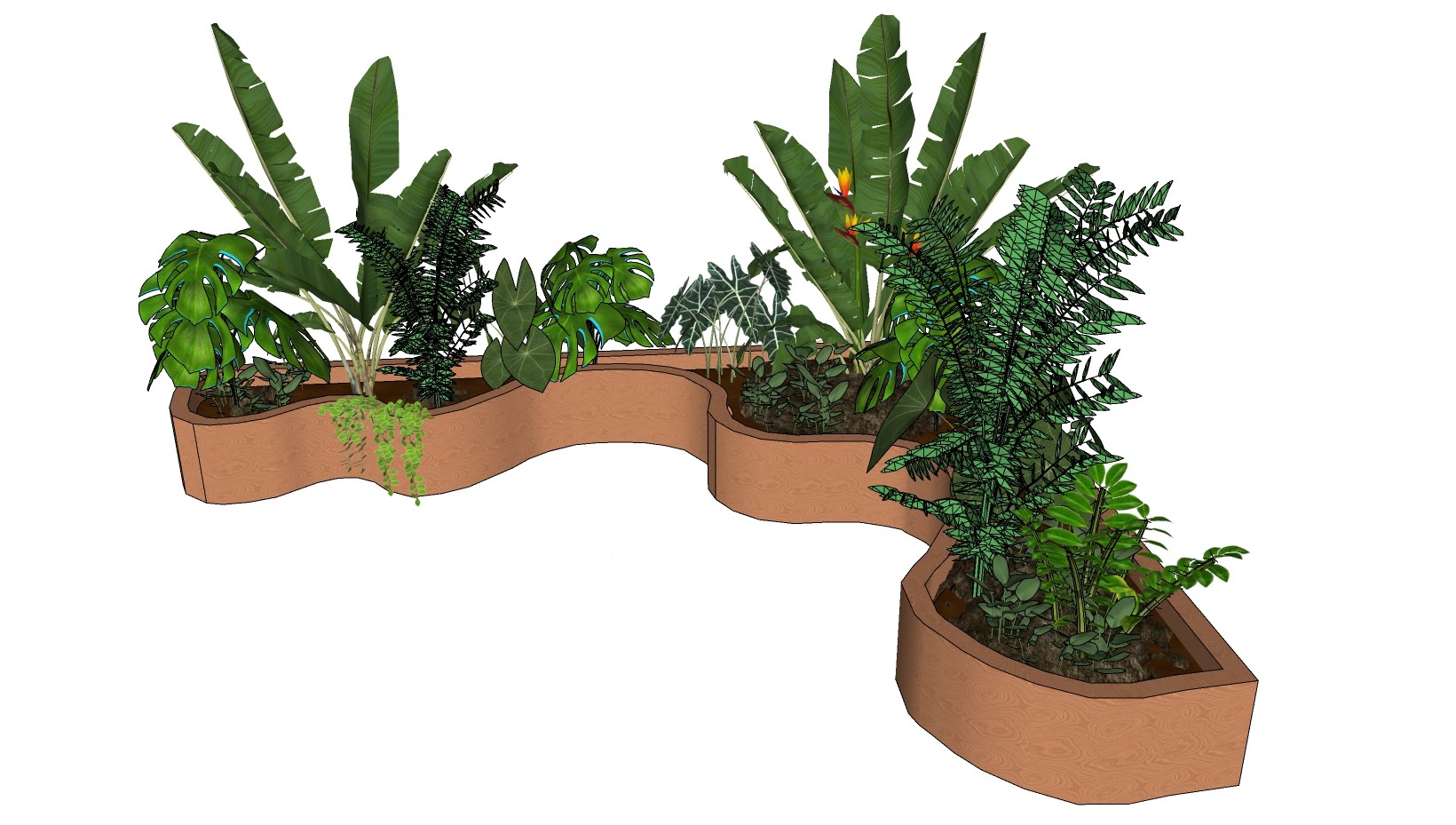 室外装饰植物 景观树池组合su草图模型下载