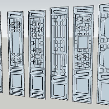 26中式风格雕花 雕花门窗  中式镂空雕花 中式格栅雕花 中式屏风隔断su草图模型下载