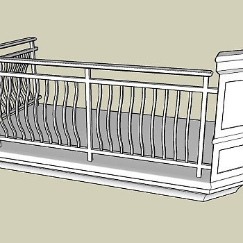 04欧式构件阳台栏杆su草图模型下载
