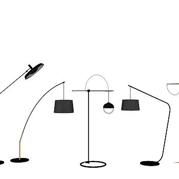 金属落地灯 装饰灯具组合su草图模型下载