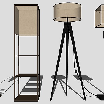 新中式落地灯模型 装饰落地灯组合su草图模型下载