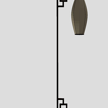 新中式原木落地灯su草图模型下载