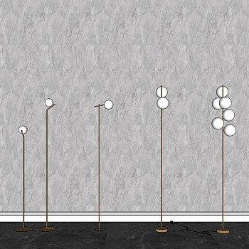 金属多头落地灯 装饰灯具su草图模型下载