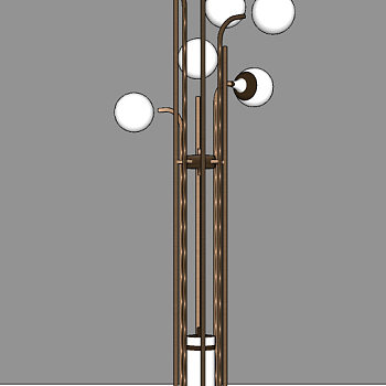 金属简约北欧多头金属落地灯su草图模型下载