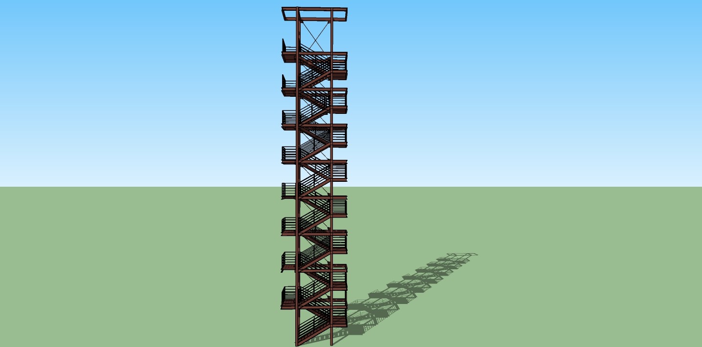 04钢架楼梯 工业风钢架楼梯 户外楼梯su草图模型下载