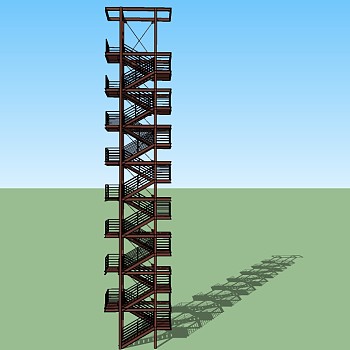 04钢架楼梯 工业风钢架楼梯 户外楼梯su草图模型下载