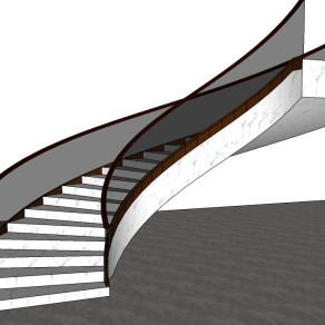 19现代风格旋转玻璃楼梯 别墅楼梯 办公室楼梯 玻璃扶手楼梯su草图模型下载