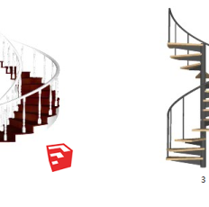 33现代高端旋转楼梯 木制楼梯 新中式楼梯 玻璃扶手楼梯 大理石踏步楼梯 钢结构楼梯su草图模型下载