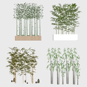 新中式景观植物竹子，su草图模型下载