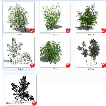 现代竹子植物su草图模型下载